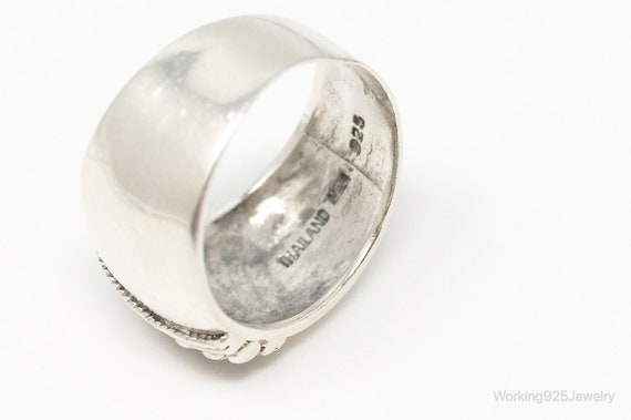 Vintage Thailand Sterling Silver Wide Ring - Size… - image 5