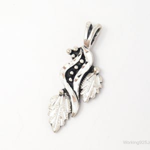Vintage Designer WM Co Grape Leaves Sterling Silver Pendant