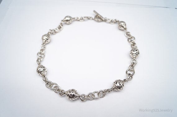 Vintage Scroll Swirl Pattern Silver Toggle Neckla… - image 2