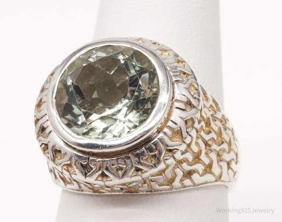 Vintage Large Prasiolite Sterling Silver Ring - Si