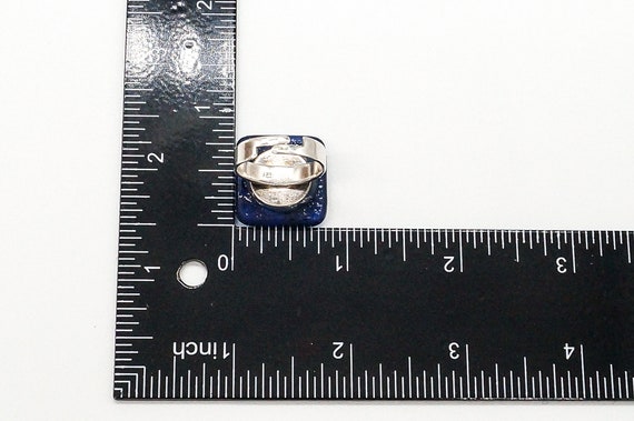 Vintage Blue Glass Sterling Silver Ring - Size 7.… - image 7