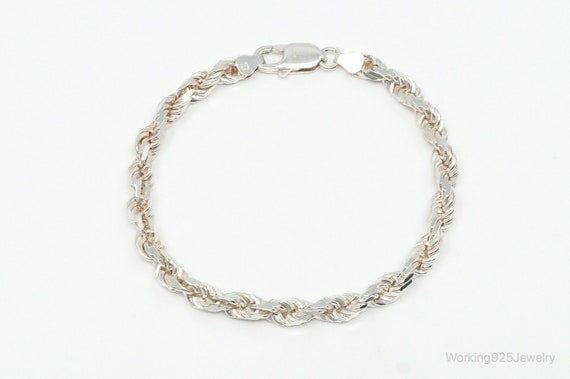 Vintage Italian Rope Chain Sterling Silver Bracel… - image 3