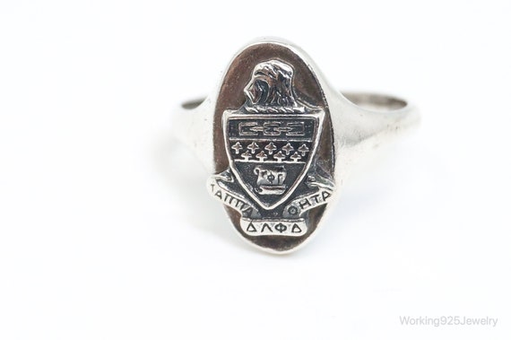 Vintage Rare College Ring Sterling Silver - Size 4 - image 3