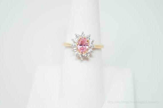 Vintage Designer EDCO Pink Topaz Gold Vermeil CZ … - image 2