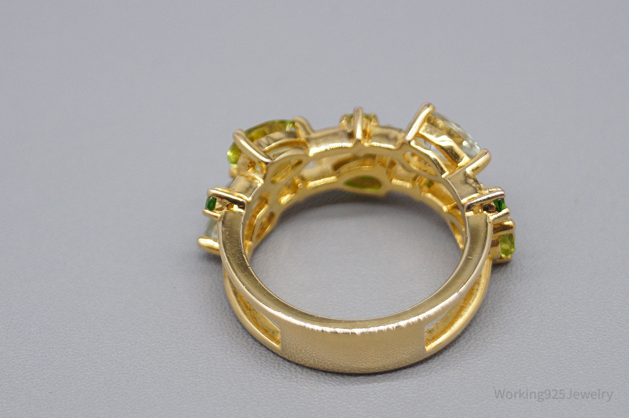 QVC EA Multi Gemstone 14K Yellow Gold Plated Sterling Silver Ring ...