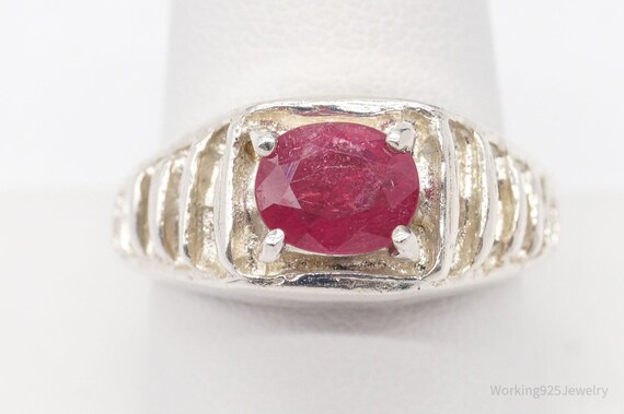 Vintage Ruby Sterling Silver Ring - Size 10.25 - image 2