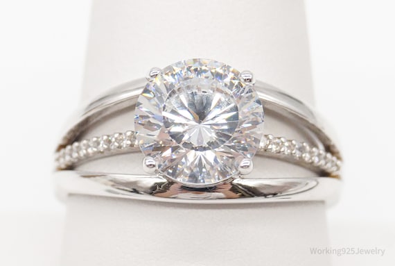 Designer PAJ Large Cubic Zirconia Sterling Silver Ring Size