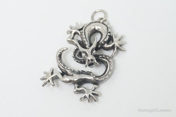 Vintage Dragon Sterling Silver Necklace Pendant - image 4