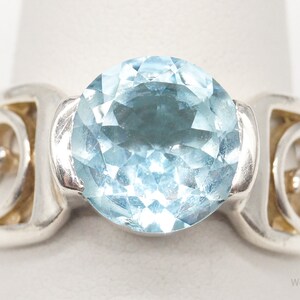 Vintage Blue Topaz Sterling Silver Ring - Size 8.5