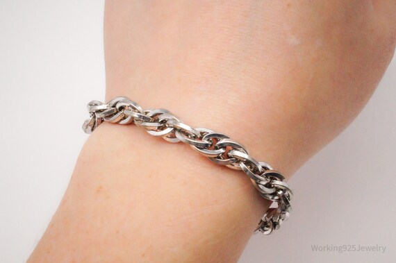 Antique Sterling Silver Chain Bracelet - 7 3/8" - image 6