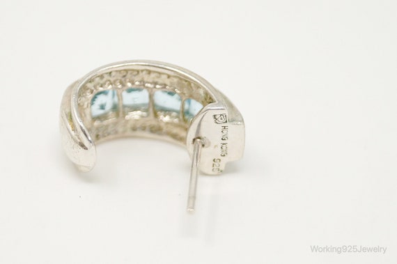 Blue Topaz Art Deco Sterling Silver Earrings - image 5