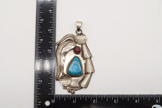 Large Vintage Native American Turquoise Carnelian… - image 9