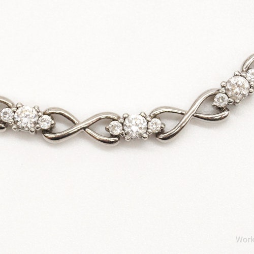 Vintage Cubic Zirconia shops Infinity Sterling Silver Tennis Bracelet