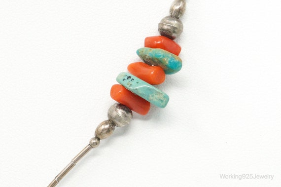 Vintage Native American Zuni Turquoise Coral Ster… - image 4