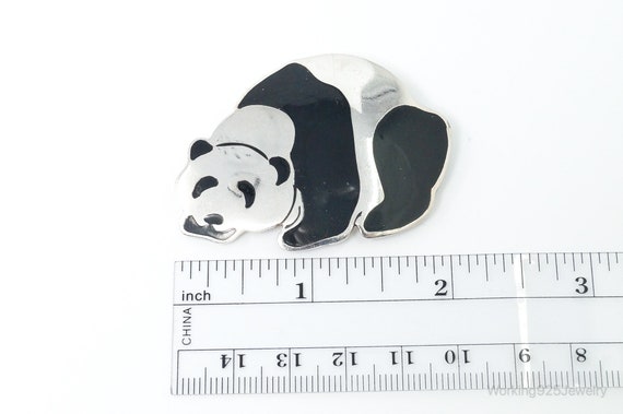 Large Vintage Mexico Enamel Panda Sterling Silver… - image 8