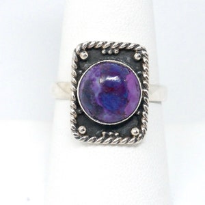 Vintage Southwestern Rare Purple Mohave Turquoise Sterling Silver Ring Size 8.5 image 2