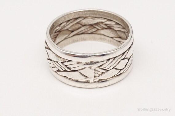 Vintage Weave Braid Sterling Silver Band Ring - S… - image 6