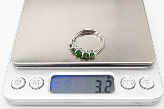 Vintage Designer Lab Emerald Sterling Silver Ring… - image 8
