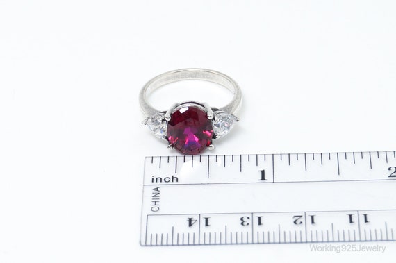 Vintage Large Lab Ruby DQCZ Sterling Silver Ring … - image 6