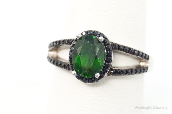 Designer JZ Lab Emerald Black Onyx Art Deco Sterl… - image 3