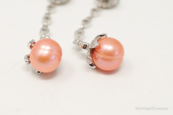 Italian Designer Peach Pearl Cubic Zirconia Sterl… - image 8