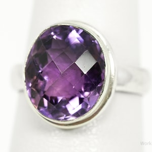 Vintage Amethyst Silver Ring - Size 6