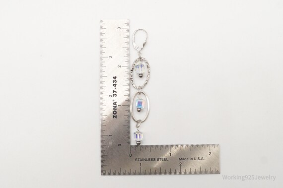 Long Vintage Crystal Sterling Silver Earrings - image 10