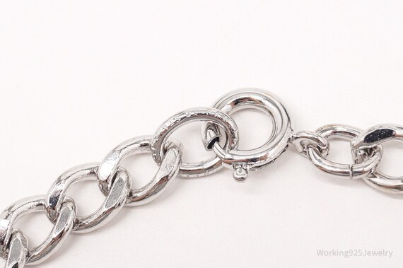 Antique Sterling Silver Curb Chain Bracelet - image 4