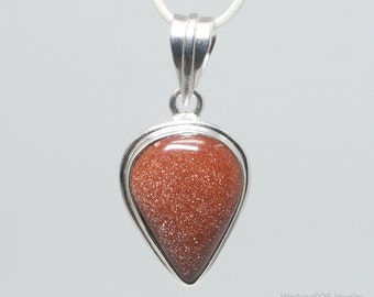 Vintage Large Goldstone Sterling Silver Southwestern Necklace Pendant