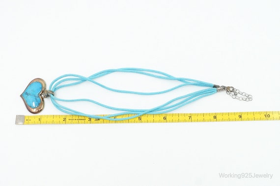 Designer SX Turquoise Heart Sterling Silver Cord … - image 10