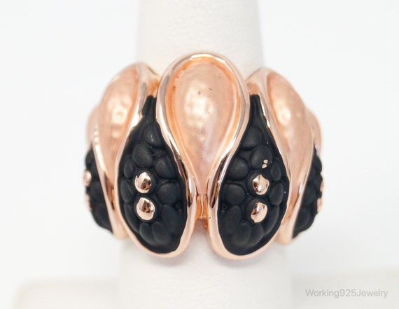 VTG Art Deco Style Rose Gold Enamel Statement Cos… - image 1