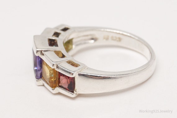 Vintage Art Deco Multi Gem Sterling Silver Ring -… - image 4