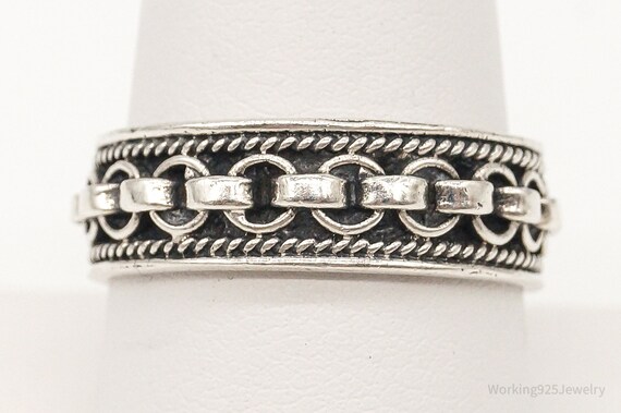 Vintage Chain Link Modern Sterling Silver Ring - … - image 2