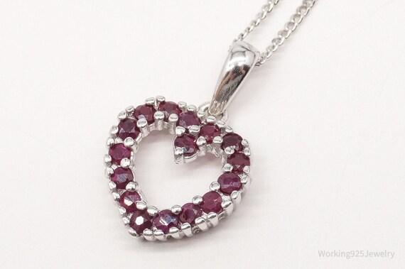 Vintage Designer Ross Simons Ruby Heart Sterling … - image 3