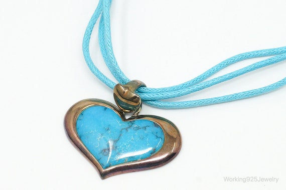 Designer SX Turquoise Heart Sterling Silver Cord … - image 5