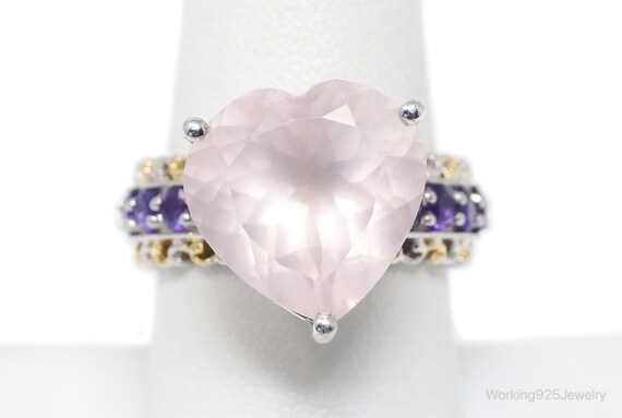 Pink Chalcedony Amethyst Gold Vermeil Sterling Si… - image 1