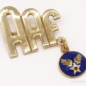 Rzadka, zabytkowa szpilka AAF 10K żółtego złota wypełniona srebrem próby 925