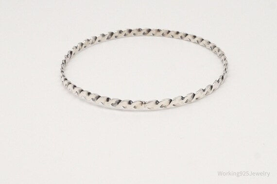 Antique Twist Sterling Silver Bangle Stack Stacke… - image 6