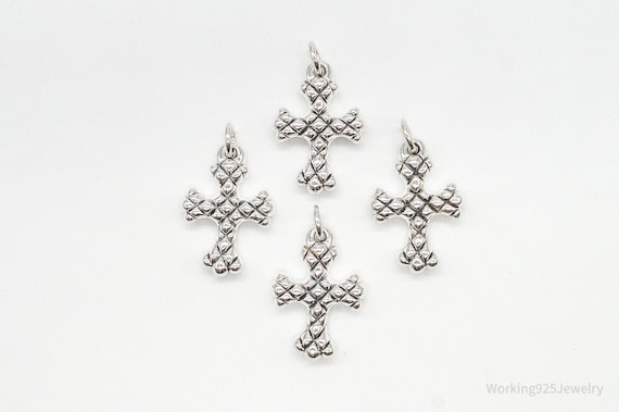 Vintage Puffy Hollow Cross Sterling Silver Pendan… - image 3