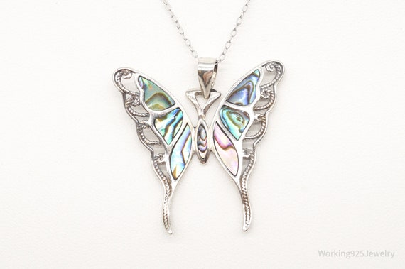 Vintage Designer EJI Paua Abalone Shell Butterfly… - image 1