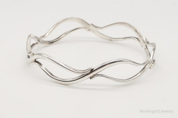 Vintage Modernist Style Sterling Silver Bangle Br… - image 3