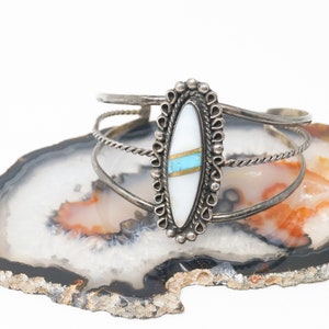 Vintage Native American Nila Cook Johnson Turquoise MOP Sterling Silver Bracelet image 4