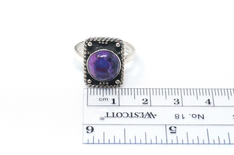 Vintage Southwestern Rare Purple Mohave Turquoise Sterling Silver Ring Size 8.5 image 6