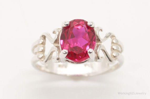 Vintage Ruby Sterling Silver Ring - Size 9.75 - image 3