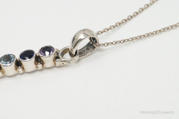 Vintage Multi Gemstone Sterling Silver Necklace - image 7