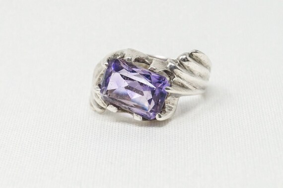 Vintage Purple Amethyst Art Deco Style Sterling S… - image 3