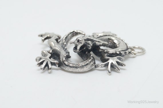 Vintage Dragon Sterling Silver Necklace Pendant - image 5