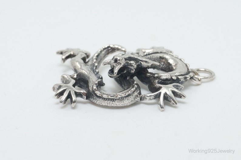 Vintage Dragon Sterling Silver Necklace Pendant image 5