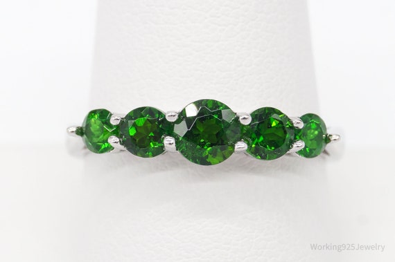 Vintage Designer Lab Emerald Sterling Silver Ring… - image 3