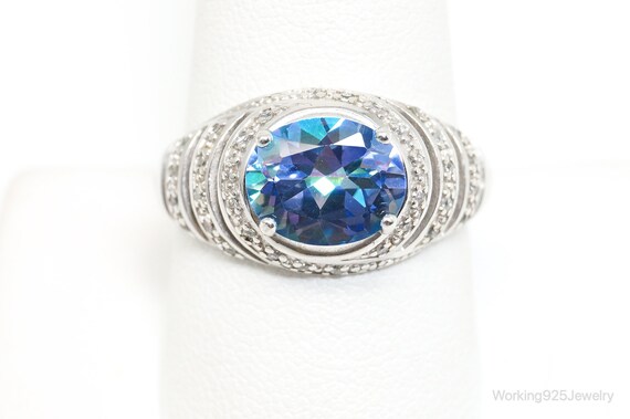 Vintage Designer NVC Blue Mystic Topaz CZ Sterling Silver Ring Size 10 Etsy Polska